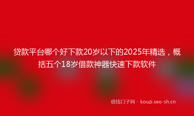 贷款平台哪个好下款20岁以下的2025年精选,概括五个18岁借款神器快速下款软件