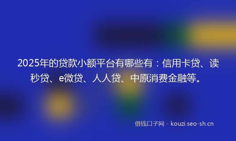 2025年的贷款小额平台有哪些有：信用卡贷、读秒贷、e微贷、人人贷、中原消费金融等。