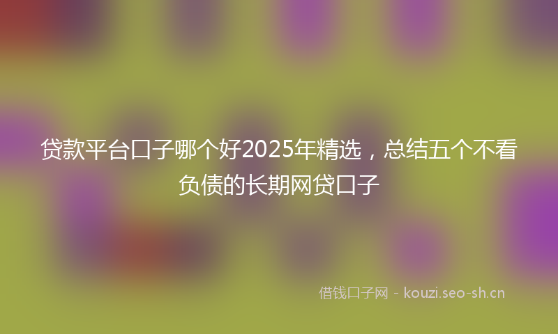 贷款平台口子哪个好2025年精选，总结五个不看负债的长期网贷口子