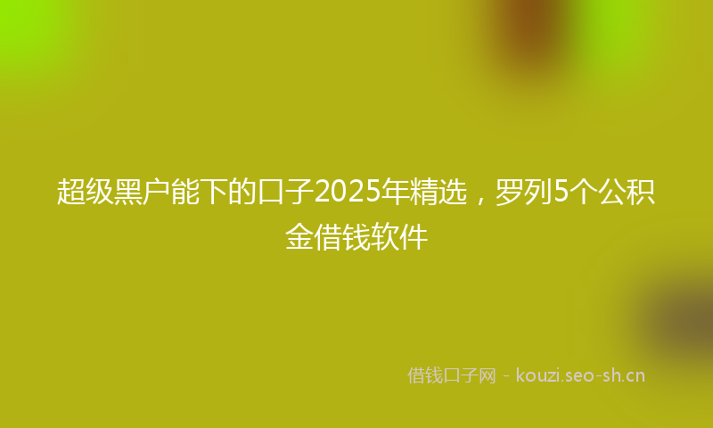 超级黑户能下的口子2025年精选，罗列5个公积金借钱软件
