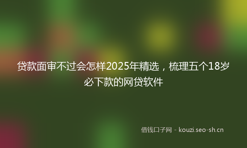 贷款面审不过会怎样2025年精选,梳理五个18岁必下款的网贷软件