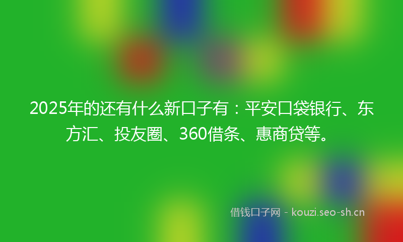 2025年的还有什么新口子有：平安口袋银行、东方汇、投友圈、360借条、惠商贷等。