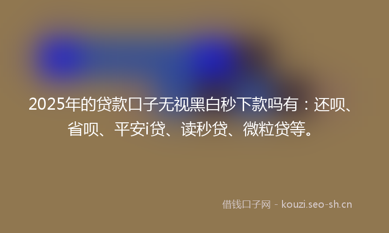 2025年的贷款口子无视黑白秒下款吗有：还呗、省呗、平安i贷、读秒贷、微粒贷等。