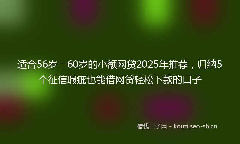 适合56岁一60岁的小额网贷2025年推荐，归纳5个征信瑕疵也能借网贷轻松下款的口子