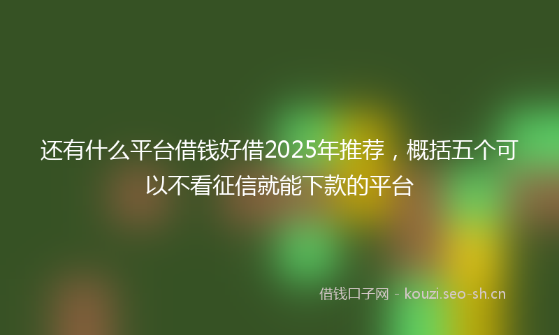还有什么平台借钱好借2025年推荐，概括五个可以不看征信就能下款的平台