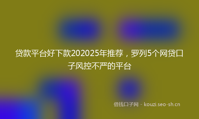 贷款平台好下款202025年推荐，罗列5个网贷口子风控不严的平台