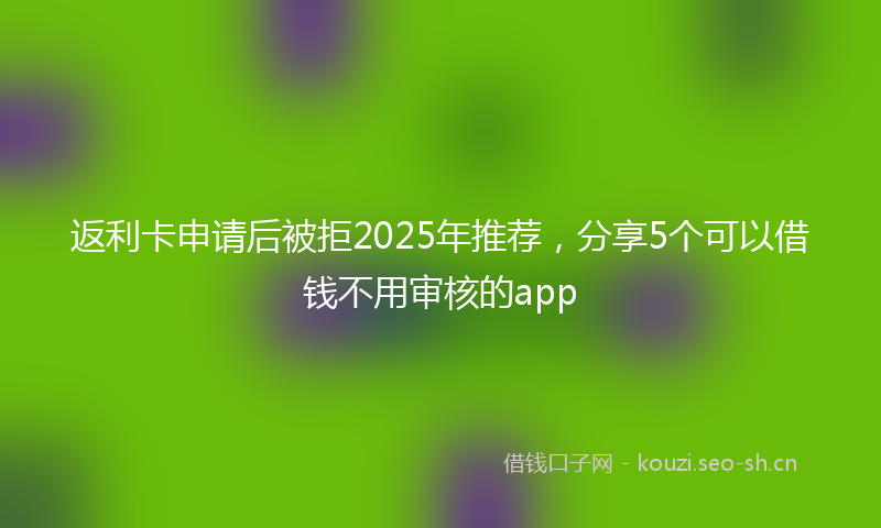 返利卡申请后被拒2025年推荐，分享5个可以借钱不用审核的app