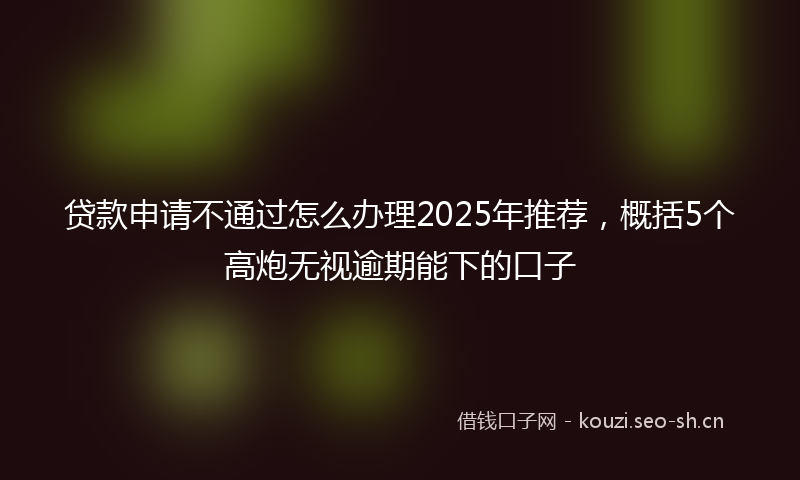 贷款申请不通过怎么办理2025年推荐，概括5个高炮无视逾期能下的口子