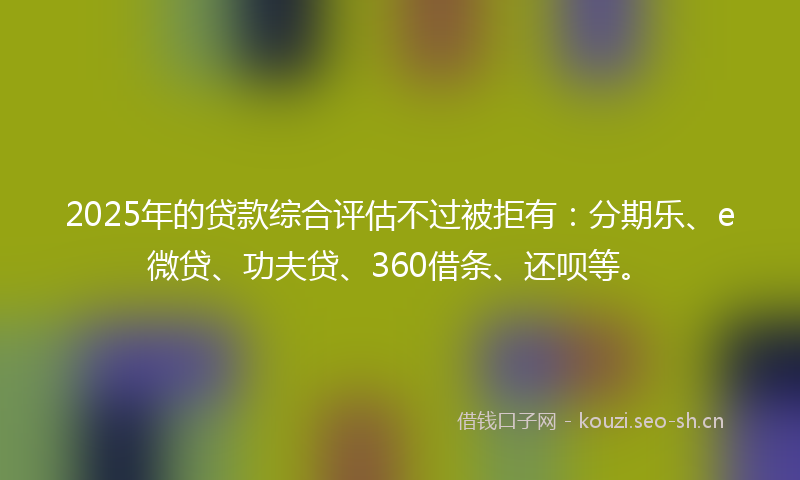 2025年的贷款综合评估不过被拒有：分期乐、e微贷、功夫贷、360借条、还呗等。