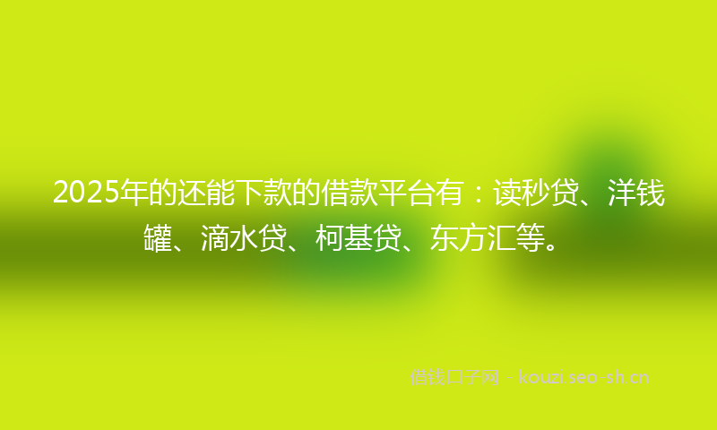 2025年的还能下款的借款平台有:读秒贷、洋钱罐、滴水贷、柯基贷、东方汇等。
