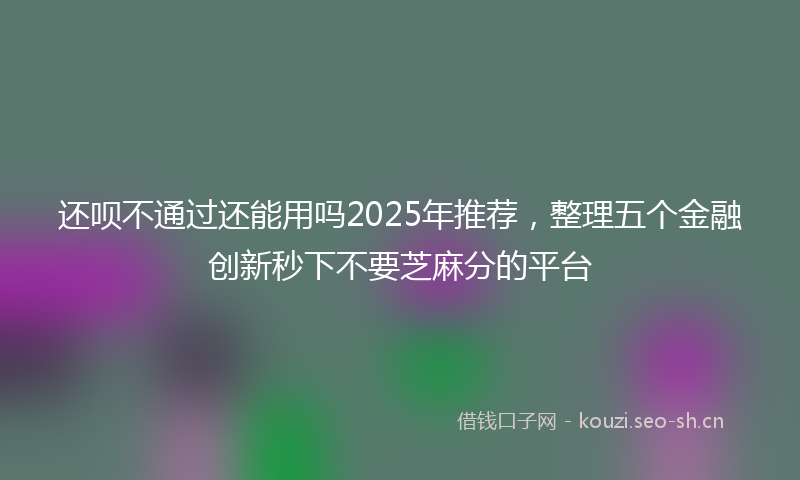 还呗不通过还能用吗2025年推荐,整理五个金融创新秒下不要芝麻分的平台