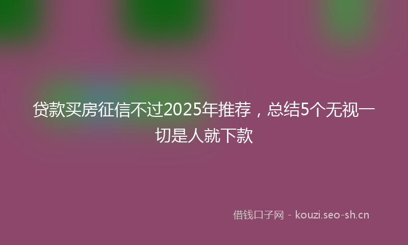 贷款买房征信不过2025年推荐，总结5个无视一切是人就下款