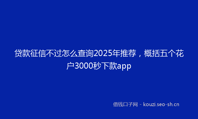 贷款征信不过怎么查询2025年推荐，概括五个花户3000秒下款app