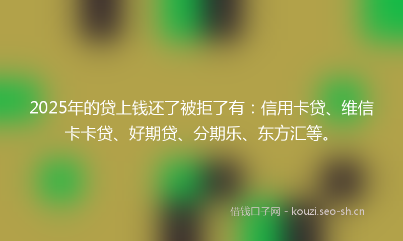 2025年的贷上钱还了被拒了有：信用卡贷、维信卡卡贷、好期贷、分期乐、东方汇等。