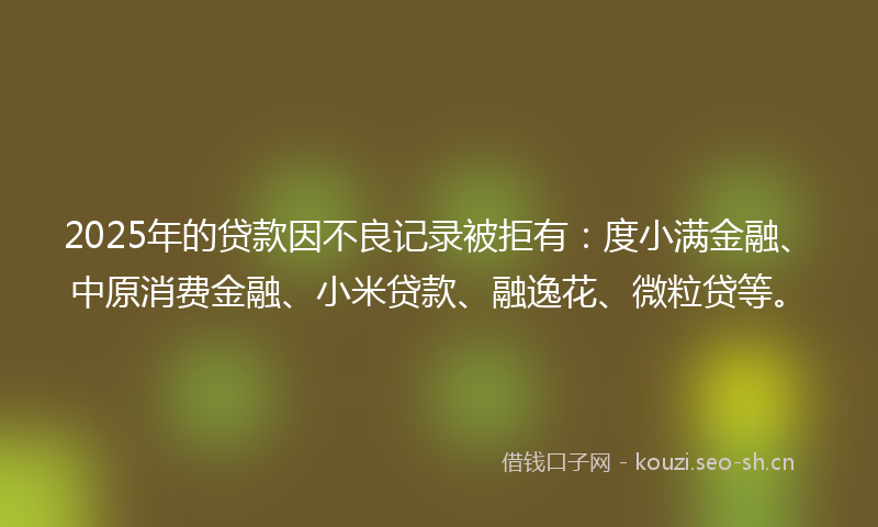 2025年的贷款因不良记录被拒有：度小满金融、中原消费金融、小米贷款、融逸花、微粒贷等。