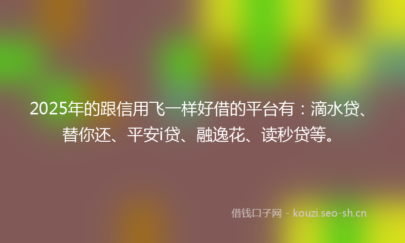 2025年的跟信用飞一样好借的平台有:滴水贷、替你还、平安i贷、融逸花、读秒贷等。