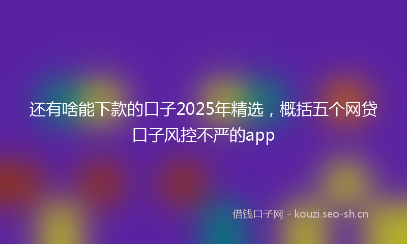还有啥能下款的口子2025年精选，概括五个网贷口子风控不严的app
