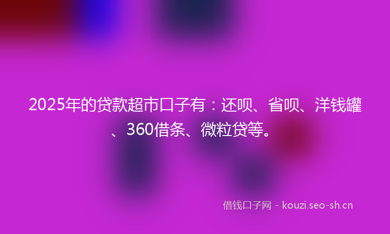 2025年的贷款超市口子有：还呗、省呗、洋钱罐、360借条、微粒贷等。