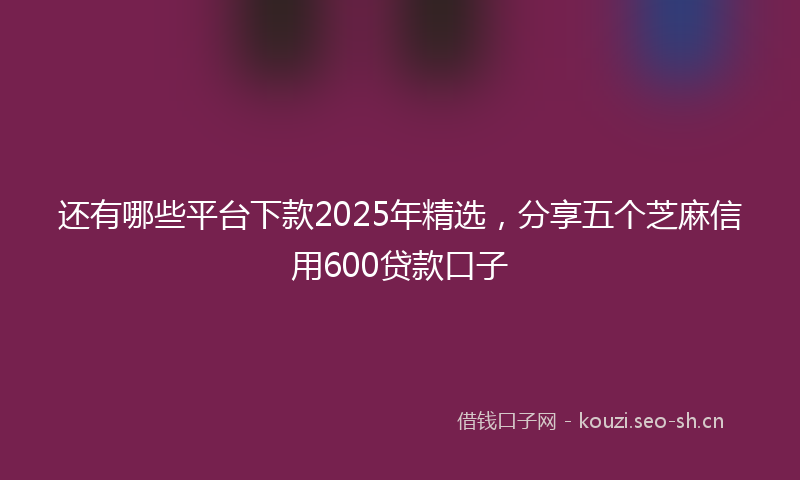 还有哪些平台下款2025年精选，分享五个芝麻信用600贷款口子