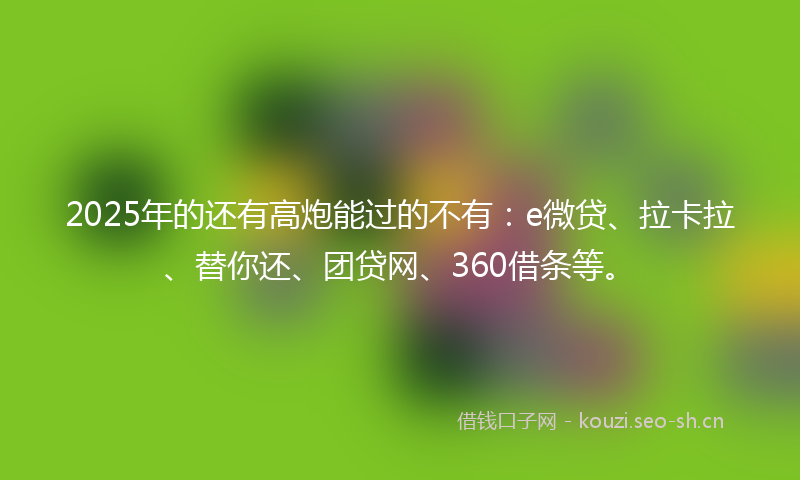 2025年的还有高炮能过的不有：e微贷、拉卡拉、替你还、团贷网、360借条等。