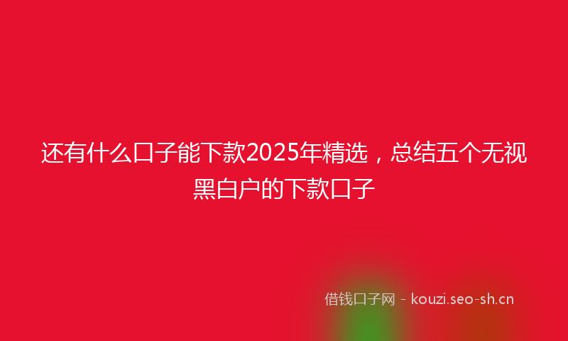 还有什么口子能下款2025年精选，总结五个无视黑白户的下款口子