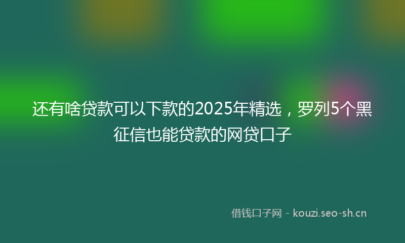 还有啥贷款可以下款的2025年精选，罗列5个黑征信也能贷款的网贷口子