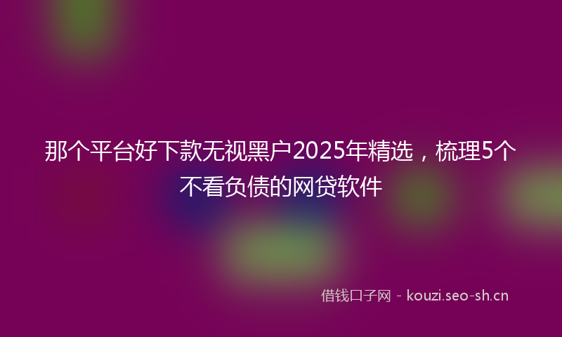 那个平台好下款无视黑户2025年精选,梳理5个不看负债的网贷软件