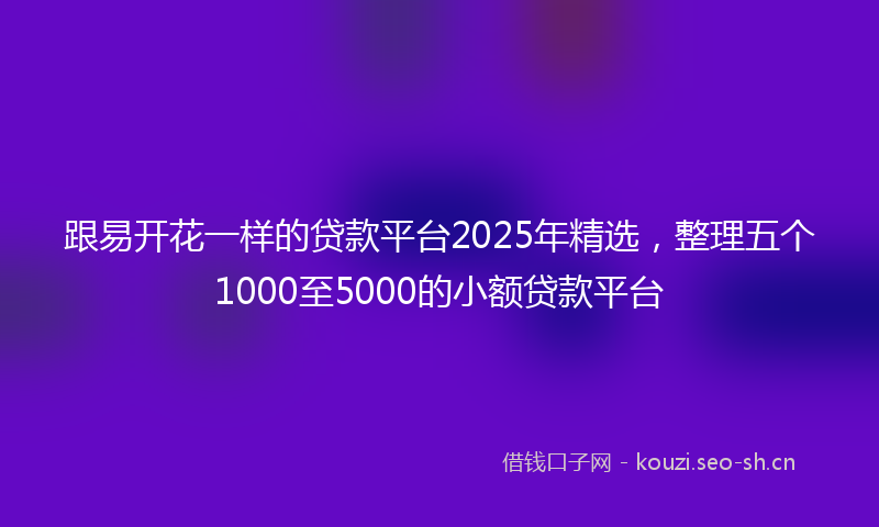 跟易开花一样的贷款平台2025年精选，整理五个1000至5000的小额贷款平台