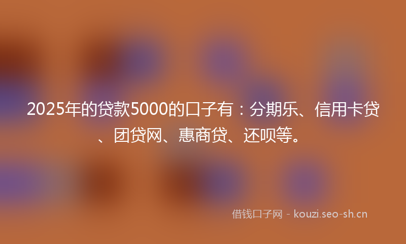 2025年的贷款5000的口子有：分期乐、信用卡贷、团贷网、惠商贷、还呗等。