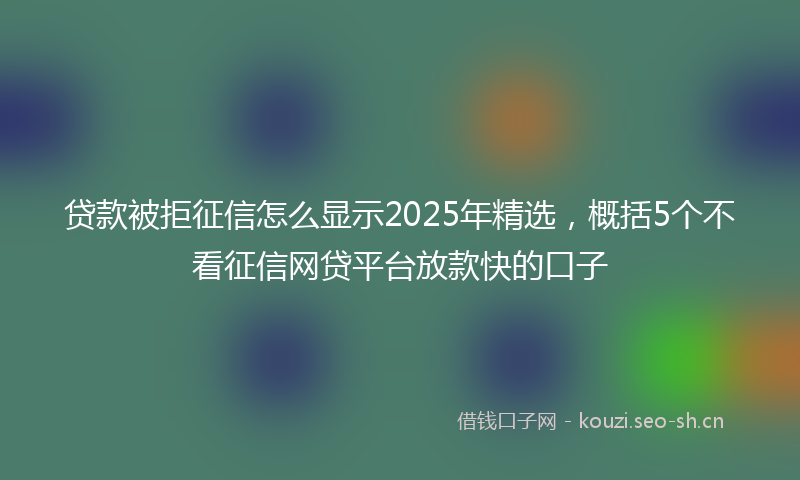 贷款被拒征信怎么显示2025年精选，概括5个不看征信网贷平台放款快的口子