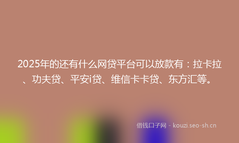 2025年的还有什么网贷平台可以放款有：拉卡拉、功夫贷、平安i贷、维信卡卡贷、东方汇等。