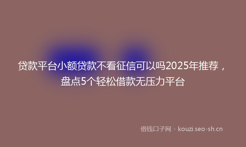 贷款平台小额贷款不看征信可以吗2025年推荐，盘点5个轻松借款无压力平台