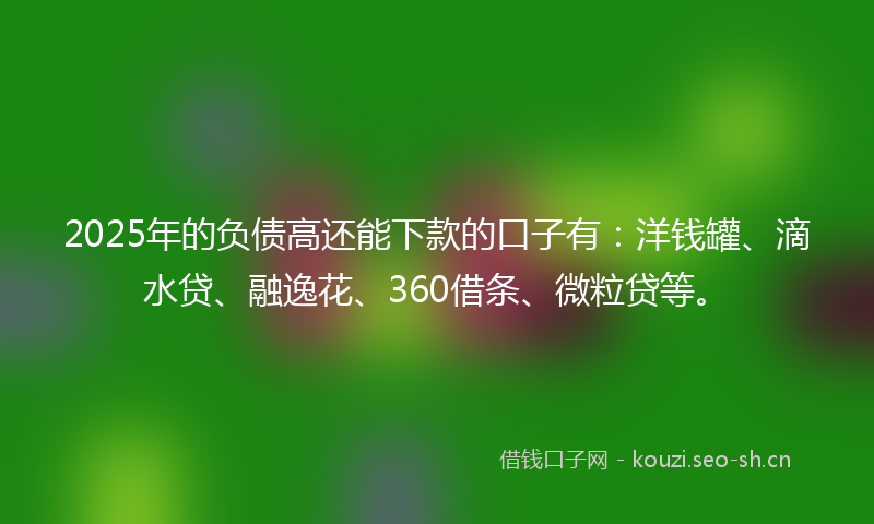 2025年的负债高还能下款的口子有：洋钱罐、滴水贷、融逸花、360借条、微粒贷等。