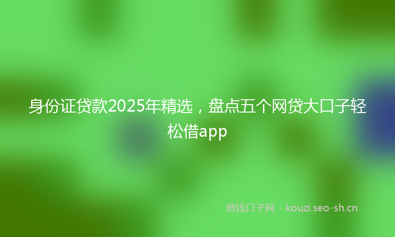 身份证贷款2025年精选，盘点五个网贷大口子轻松借app
