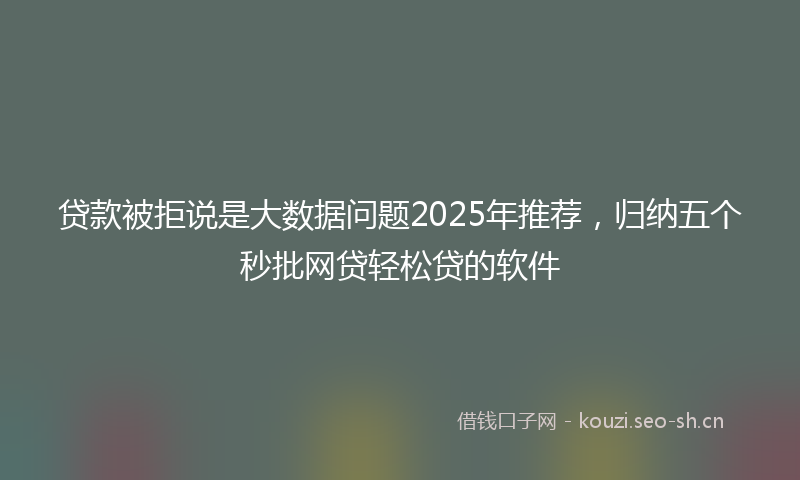 贷款被拒说是大数据问题2025年推荐，归纳五个秒批网贷轻松贷的软件