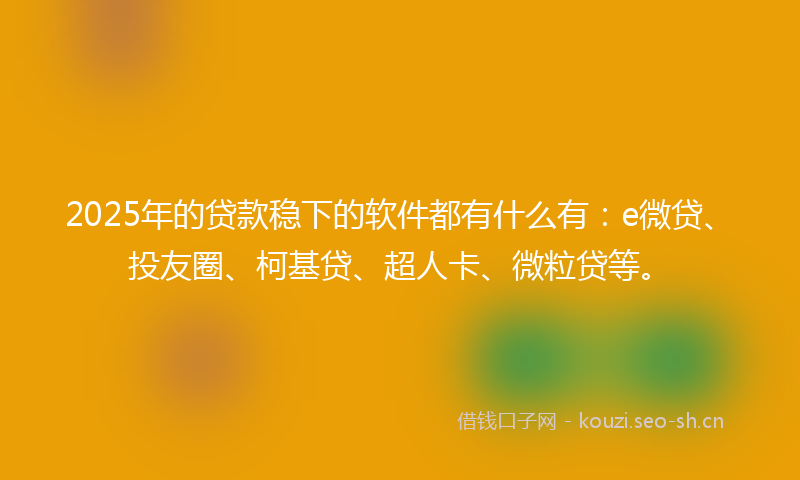 2025年的贷款稳下的软件都有什么有：e微贷、投友圈、柯基贷、超人卡、微粒贷等。