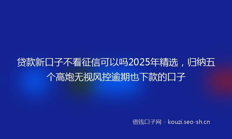 贷款新口子不看征信可以吗2025年精选，归纳五个高炮无视风控逾期也下款的口子