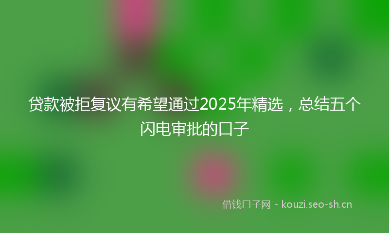 贷款被拒复议有希望通过2025年精选，总结五个闪电审批的口子