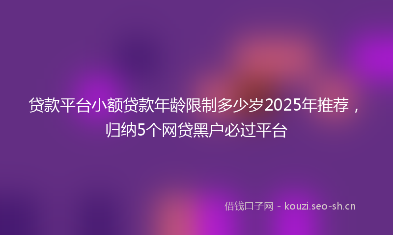 贷款平台小额贷款年龄限制多少岁2025年推荐，归纳5个网贷黑户必过平台