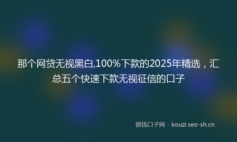 那个网贷无视黑白,100%下款的2025年精选，汇总五个快速下款无视征信的口子
