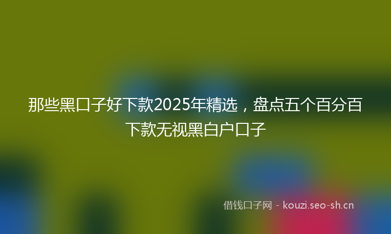 那些黑口子好下款2025年精选，盘点五个百分百下款无视黑白户口子