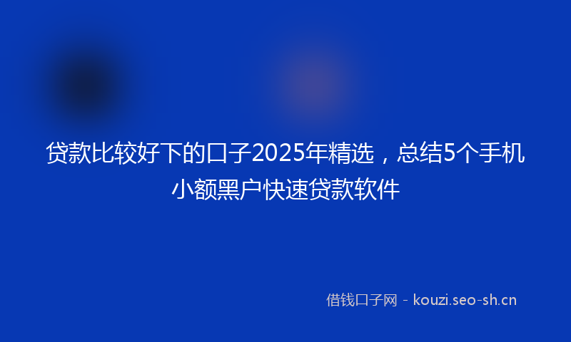 贷款比较好下的口子2025年精选，总结5个手机小额黑户快速贷款软件