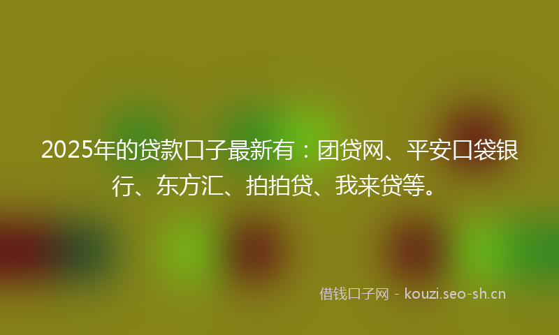 2025年的贷款口子最新有：团贷网、平安口袋银行、东方汇、拍拍贷、我来贷等。
