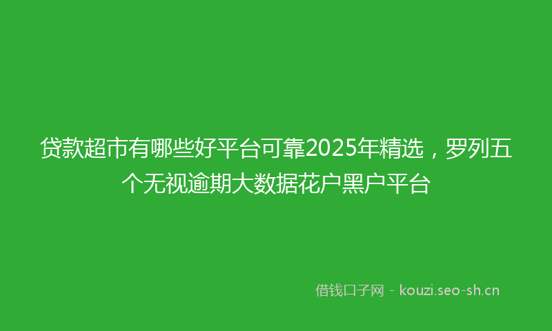贷款超市有哪些好平台可靠2025年精选，罗列五个无视逾期大数据花户黑户平台