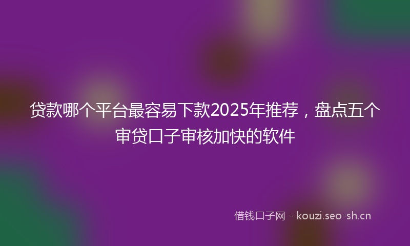 贷款哪个平台最容易下款2025年推荐，盘点五个审贷口子审核加快的软件