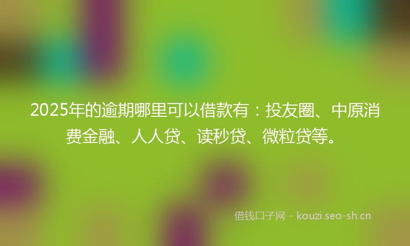 2025年的逾期哪里可以借款有：投友圈、中原消费金融、人人贷、读秒贷、微粒贷等。
