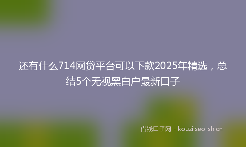 还有什么714网贷平台可以下款2025年精选,总结5个无视黑白户最新口子