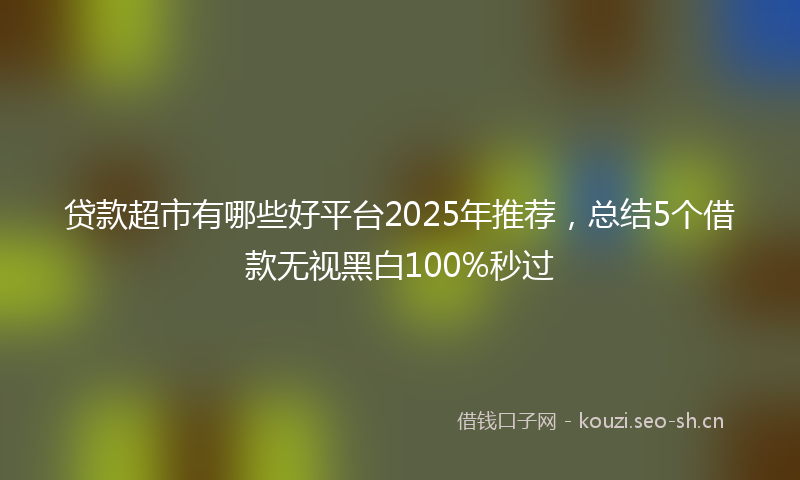 贷款超市有哪些好平台2025年推荐，总结5个借款无视黑白100%秒过