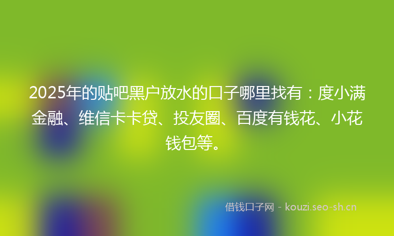 2025年的贴吧黑户放水的口子哪里找有：度小满金融、维信卡卡贷、投友圈、百度有钱花、小花钱包等。