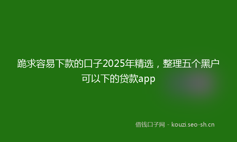 跪求容易下款的口子2025年精选，整理五个黑户可以下的贷款app